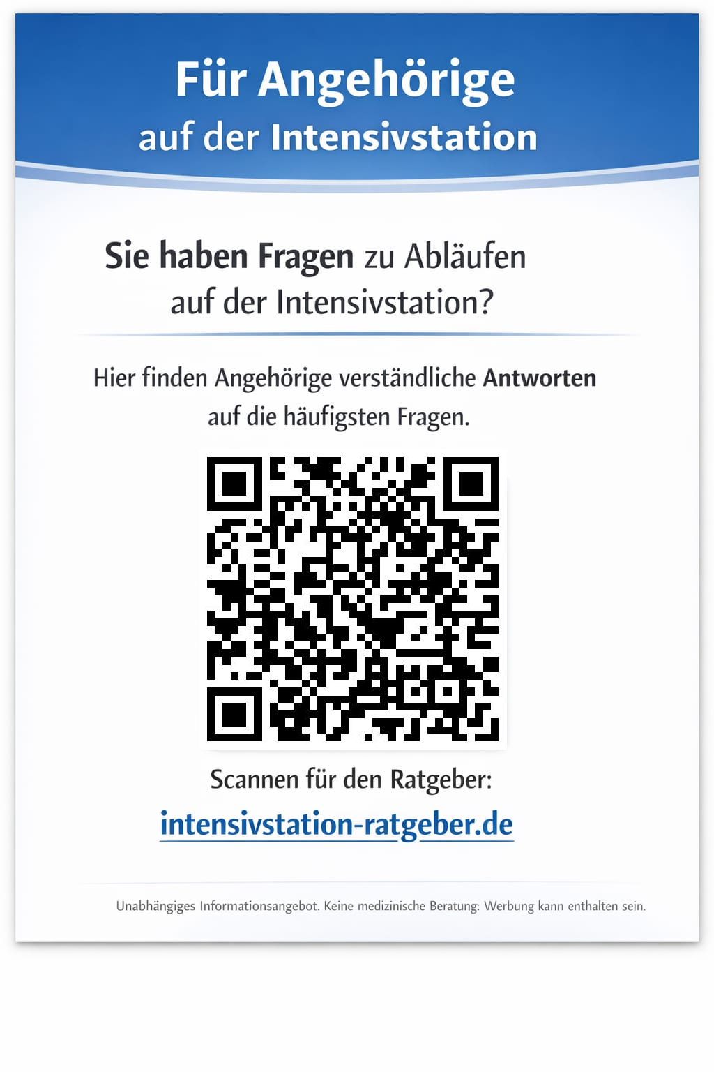 Flyer für Angehörige auf der Intensivstation
